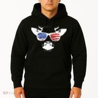 Patriotic Cow USA Flag Sunglasses Hoodie thumb 2