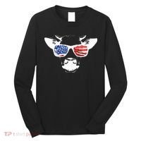 Patriotic Cow USA Flag Sunglasses Long Sleeve Shirt thumb 0
