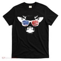 Patriotic Cow USA Flag Sunglasses T-Shirt thumb 0