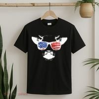 Patriotic Cow USA Flag Sunglasses T-Shirt thumb 2