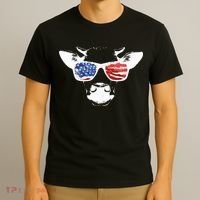 Patriotic Cow USA Flag Sunglasses T-Shirt thumb 3