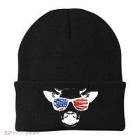 Patriotic Cow USA Flag Sunglasses Beanie thumb 0