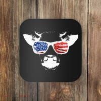 Patriotic Cow USA Flag Sunglasses Coaster thumb 0