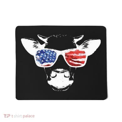 Patriotic Cow USA Flag Sunglasses Mousepad