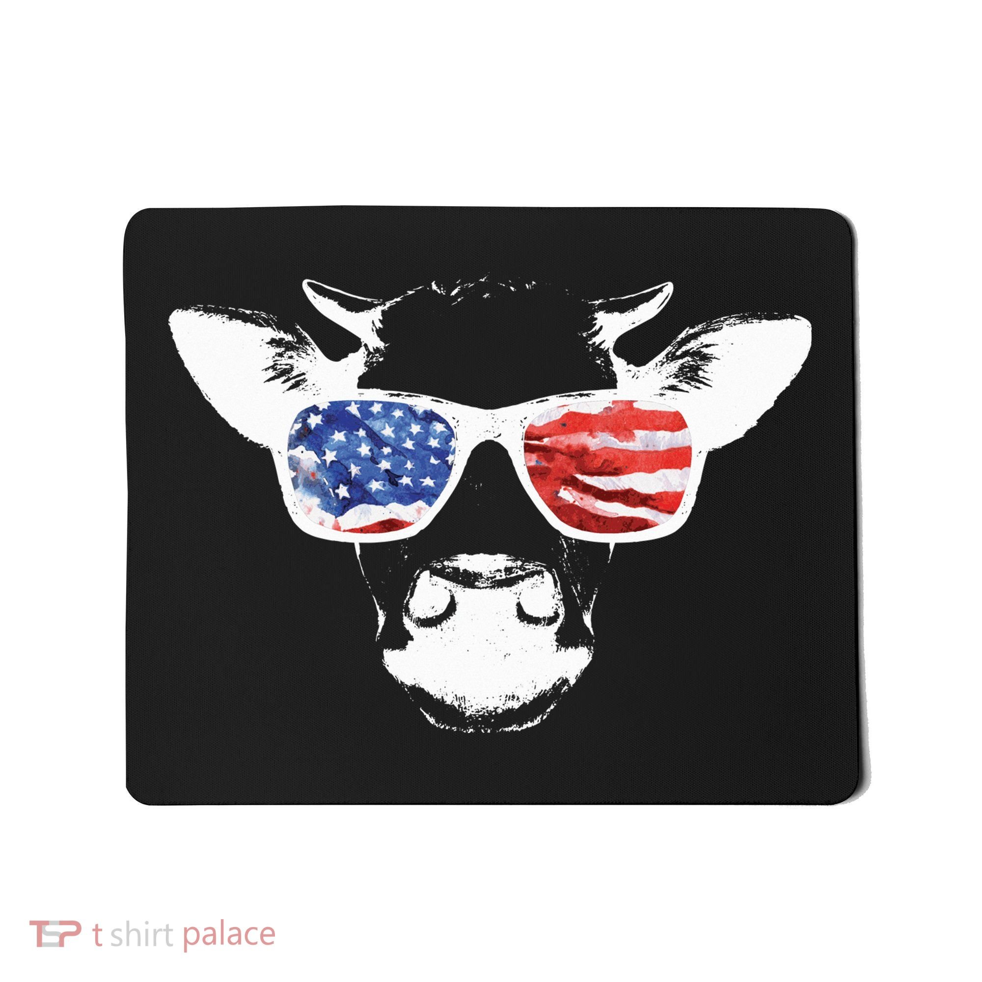 Patriotic Cow USA Flag Sunglasses Mousepad