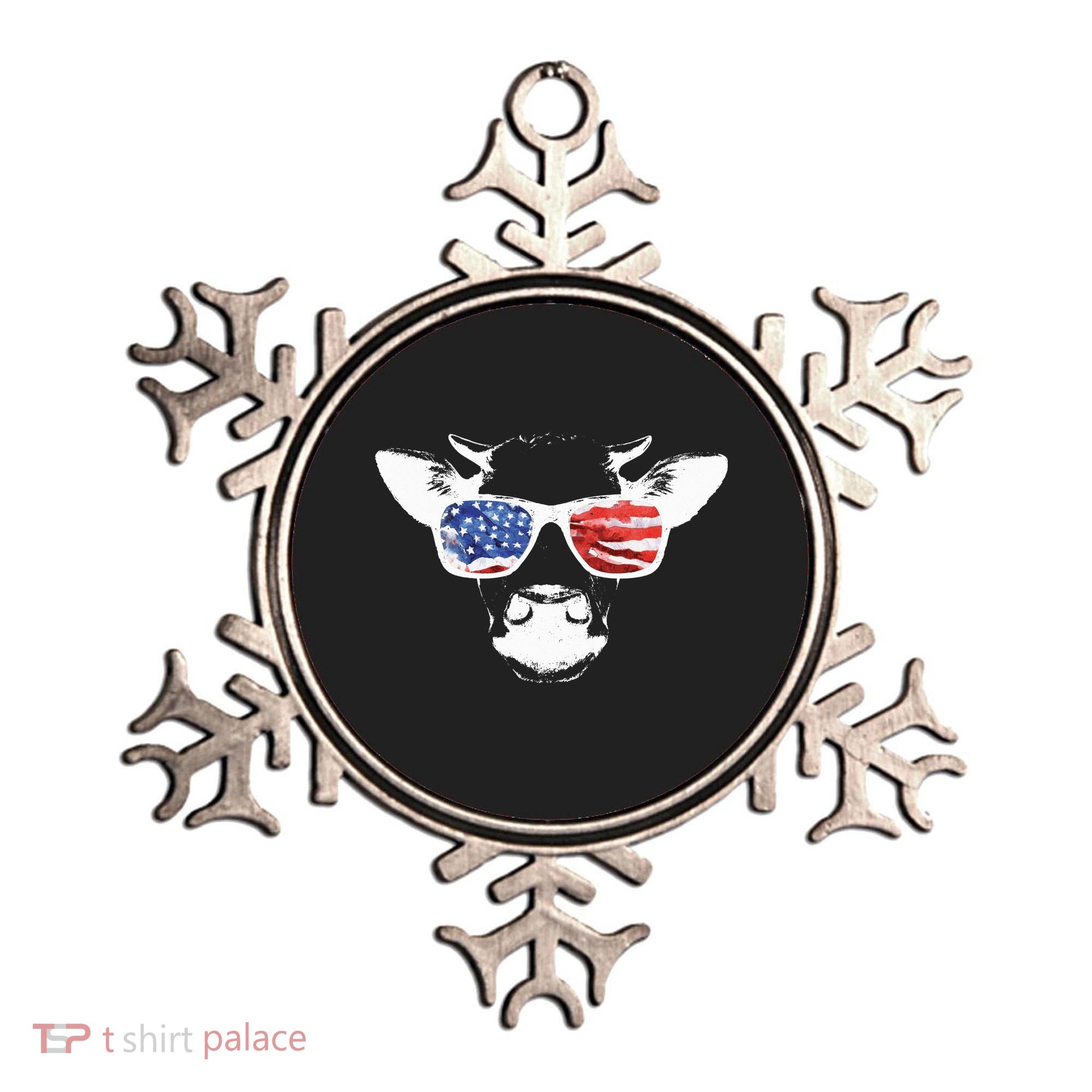 Patriotic Cow USA Flag Sunglasses Ornament