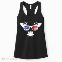 Patriotic Cow USA Flag Sunglasses Women's Tank Top thumb 0