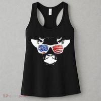 Patriotic Cow USA Flag Sunglasses Women's Tank Top thumb 3
