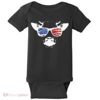 Patriotic Cow USA Flag Sunglasses Baby Bodysuit thumb 0