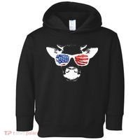 Patriotic Cow USA Flag Sunglasses Toddler Hoodie thumb 0