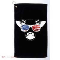 Patriotic Cow USA Flag Sunglasses Golf Towel thumb 0