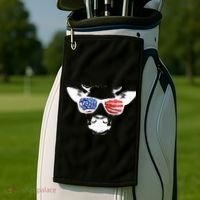 Patriotic Cow USA Flag Sunglasses Golf Towel thumb 2
