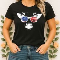 Patriotic Cow USA Flag Sunglasses Women's T-Shirt thumb 2