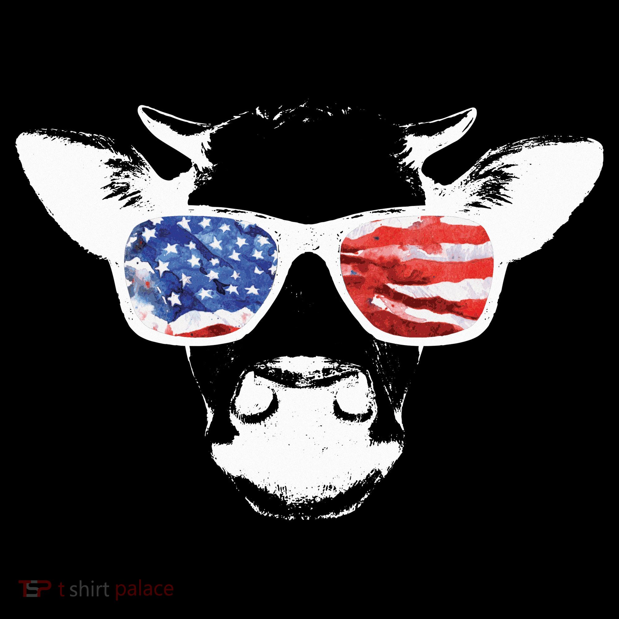 Patriotic Cow USA Flag Sunglasses Women's T-Shirt
