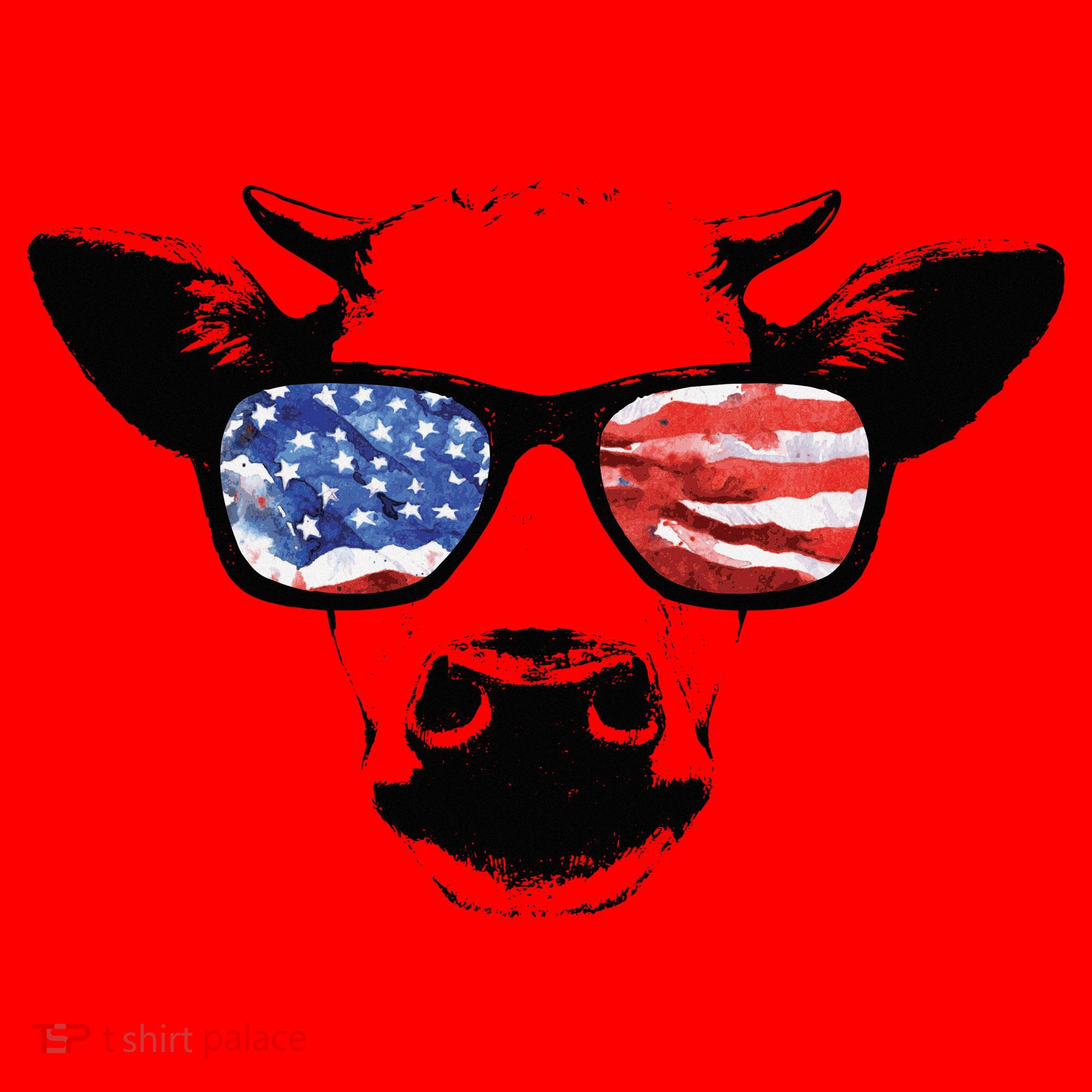 Patriotic Cow USA Flag Sunglasses Santa Hat