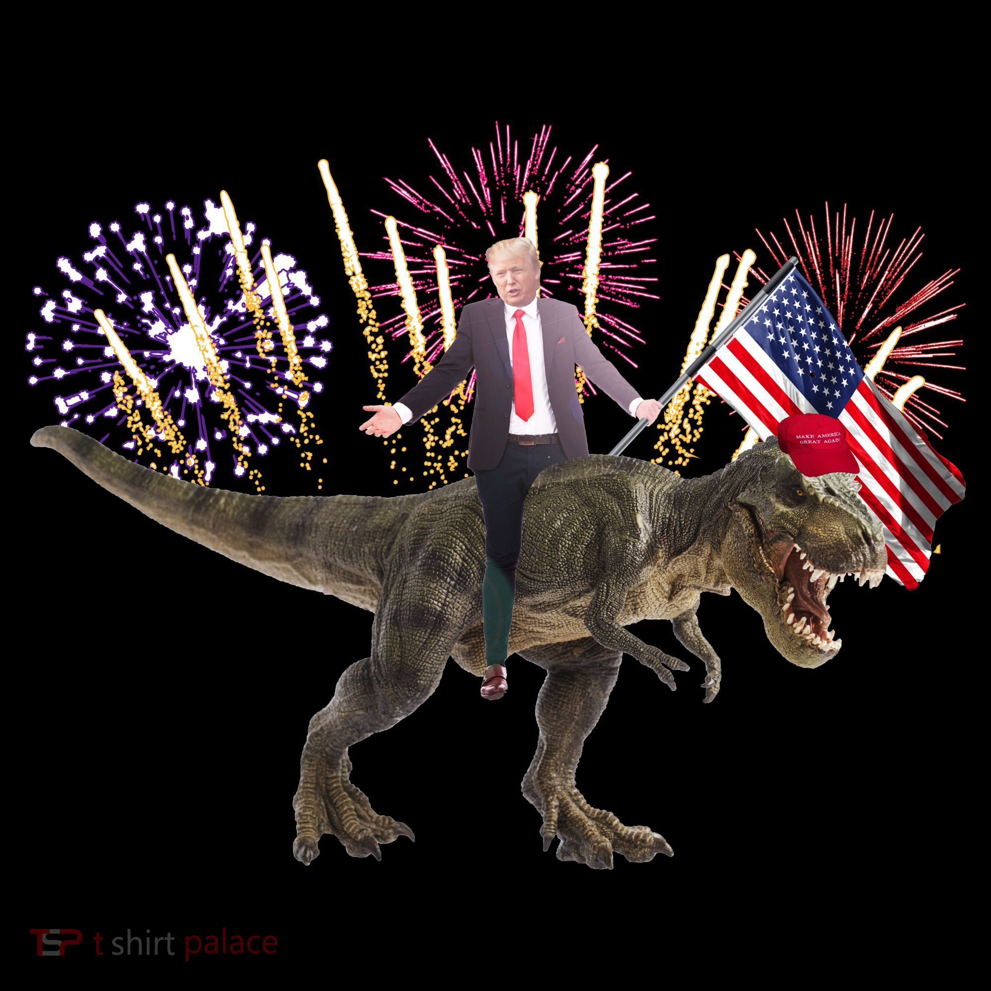 Patriotic Donald Trump On A Dinosaur Coffee Mug