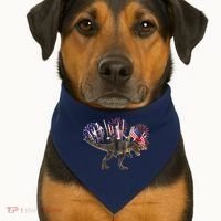 Patriotic Donald Trump On A Dinosaur USA-Made Doggie Bandana thumb 1