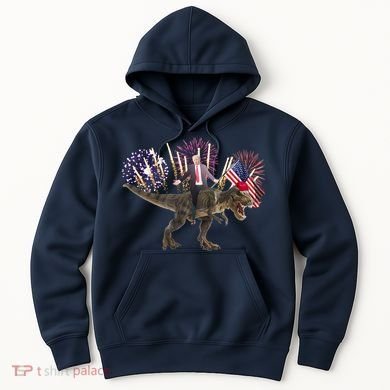 Patriotic Donald Trump On A Dinosaur Hoodie