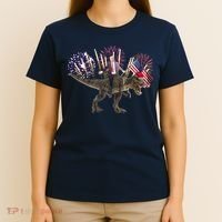 Patriotic Donald Trump On A Dinosaur T-Shirt thumb 4