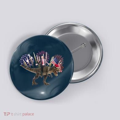 Patriotic Donald Trump On A Dinosaur Button