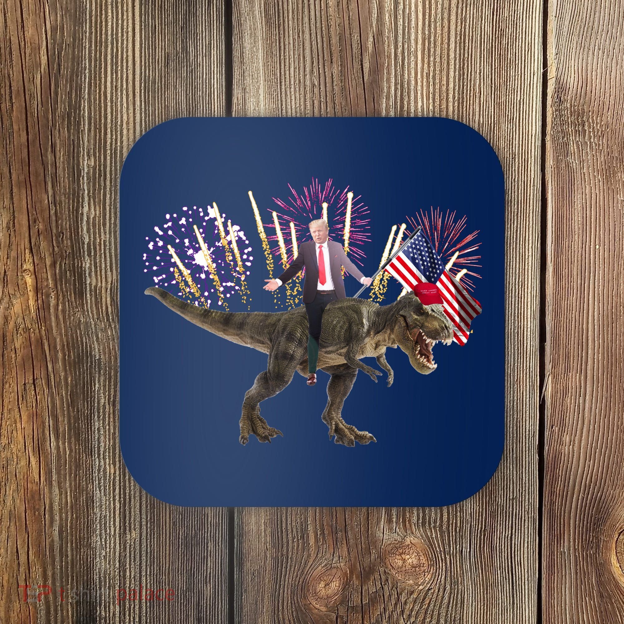 Patriotic Donald Trump On A Dinosaur Coaster