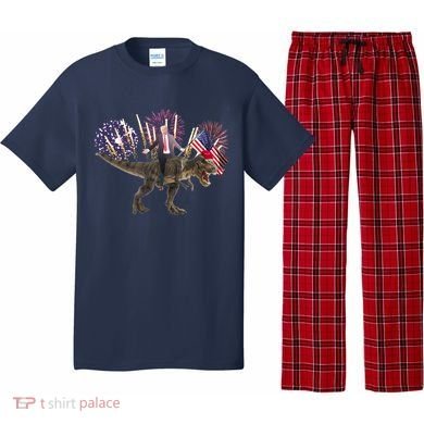 Patriotic Donald Trump On A Dinosaur Pajama Set