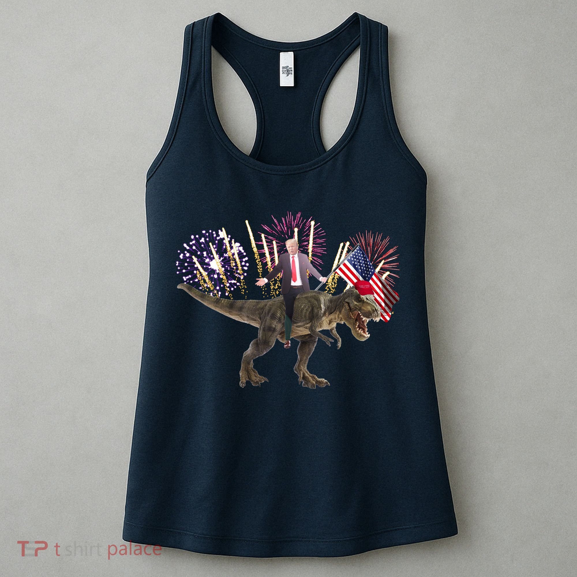 Patriotic Donald Trump On A Dinosaur Women's Tank Top
