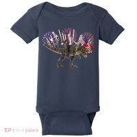 Patriotic Donald Trump On A Dinosaur Baby Bodysuit thumb 0