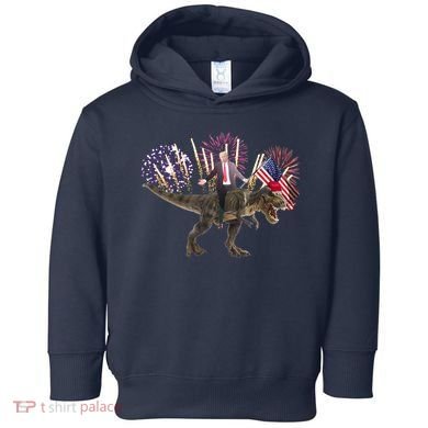 Patriotic Donald Trump On A Dinosaur Toddler Hoodie