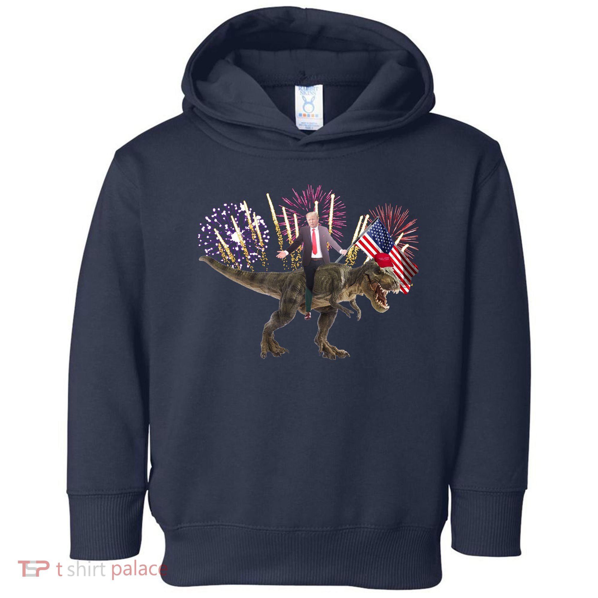 Patriotic Donald Trump On A Dinosaur Toddler Hoodie