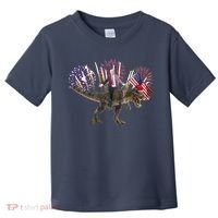 Patriotic Donald Trump On A Dinosaur Toddler T-Shirt thumb 0