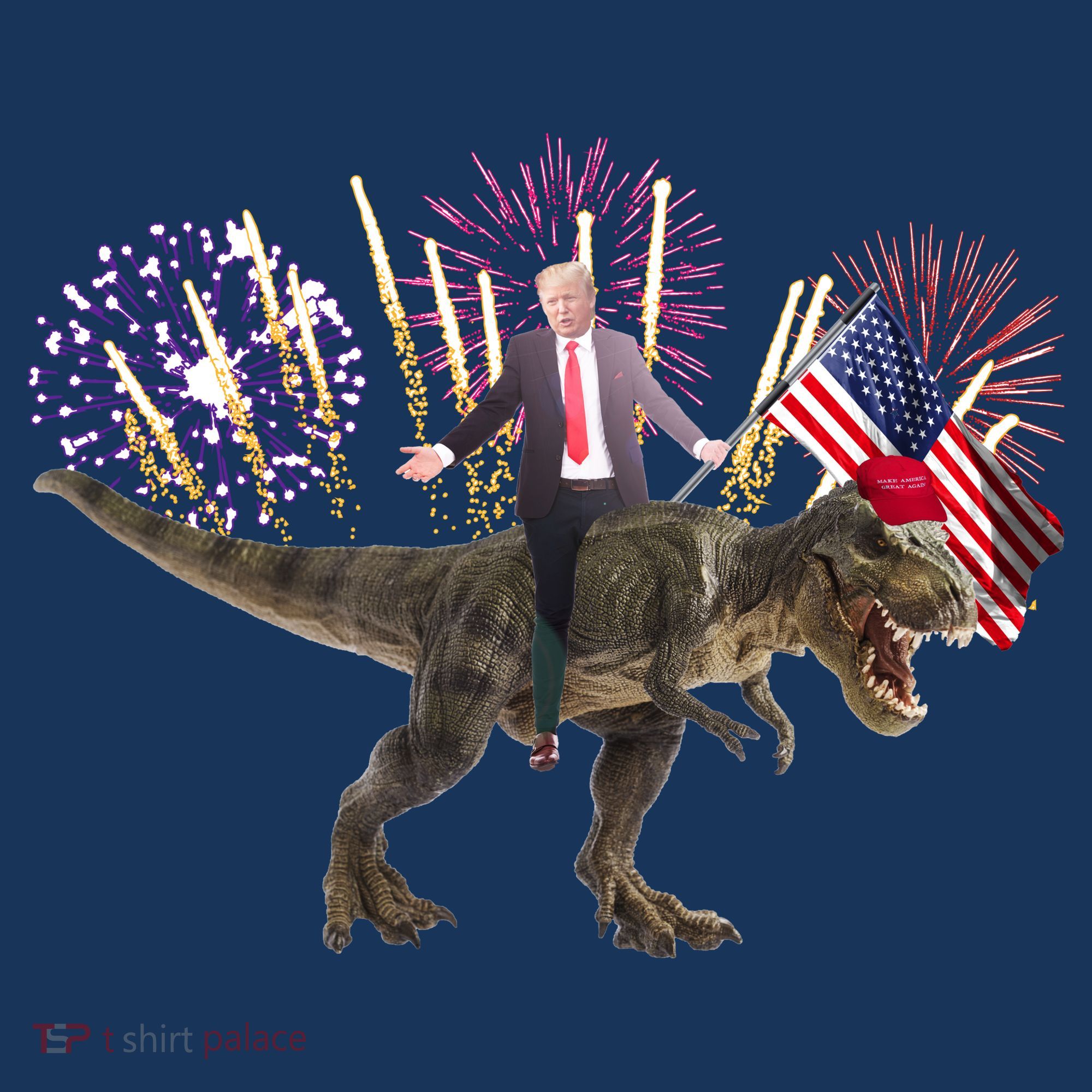Patriotic Donald Trump On A Dinosaur Women's Long Sleeve Shirt