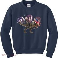 Patriotic Donald Trump On A Dinosaur Kids Sweatshirt thumb 0