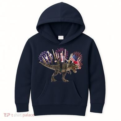 Patriotic Donald Trump On A Dinosaur Kids Hoodie