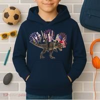 Patriotic Donald Trump On A Dinosaur Kids Hoodie thumb 2