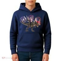 Patriotic Donald Trump On A Dinosaur Kids Hoodie thumb 4