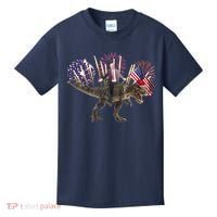 Patriotic Donald Trump On A Dinosaur Kids T-Shirt thumb 0