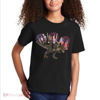 Patriotic Donald Trump On A Dinosaur Kids T-Shirt thumb 2