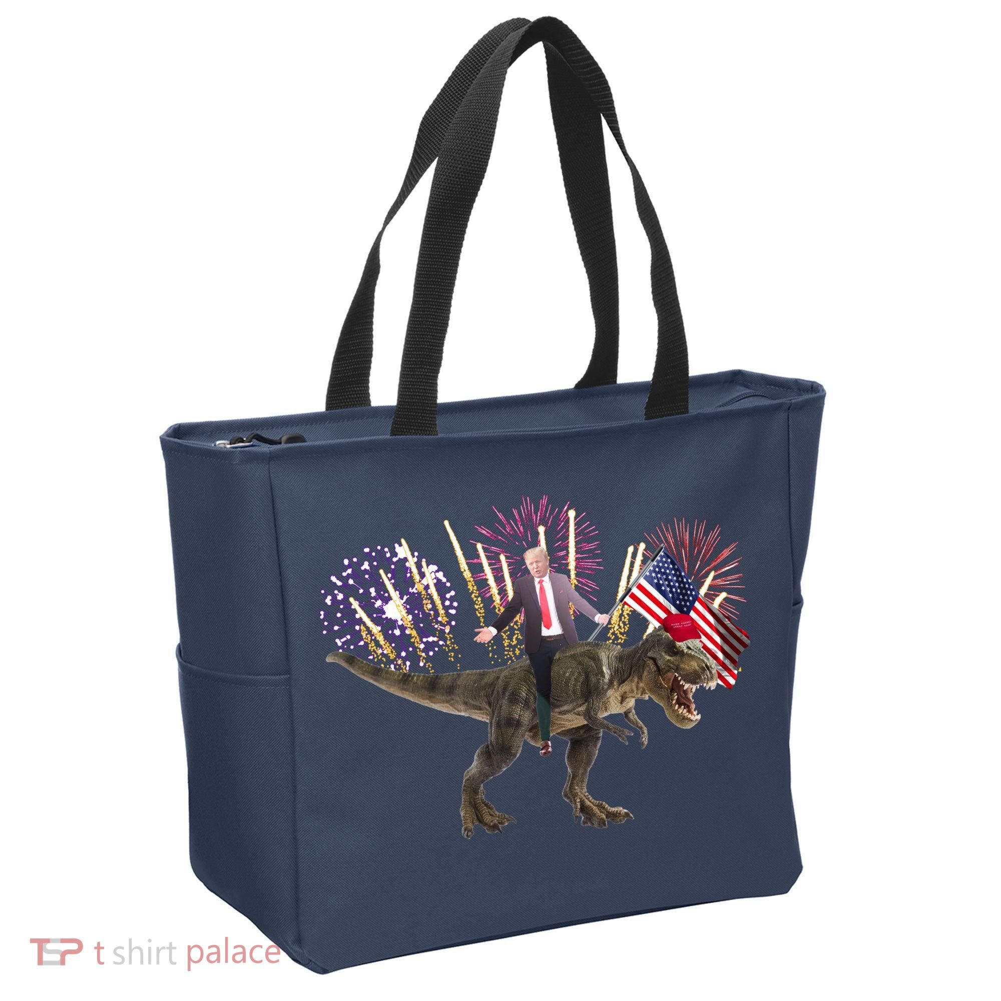 Patriotic Donald Trump On A Dinosaur Tote Bag