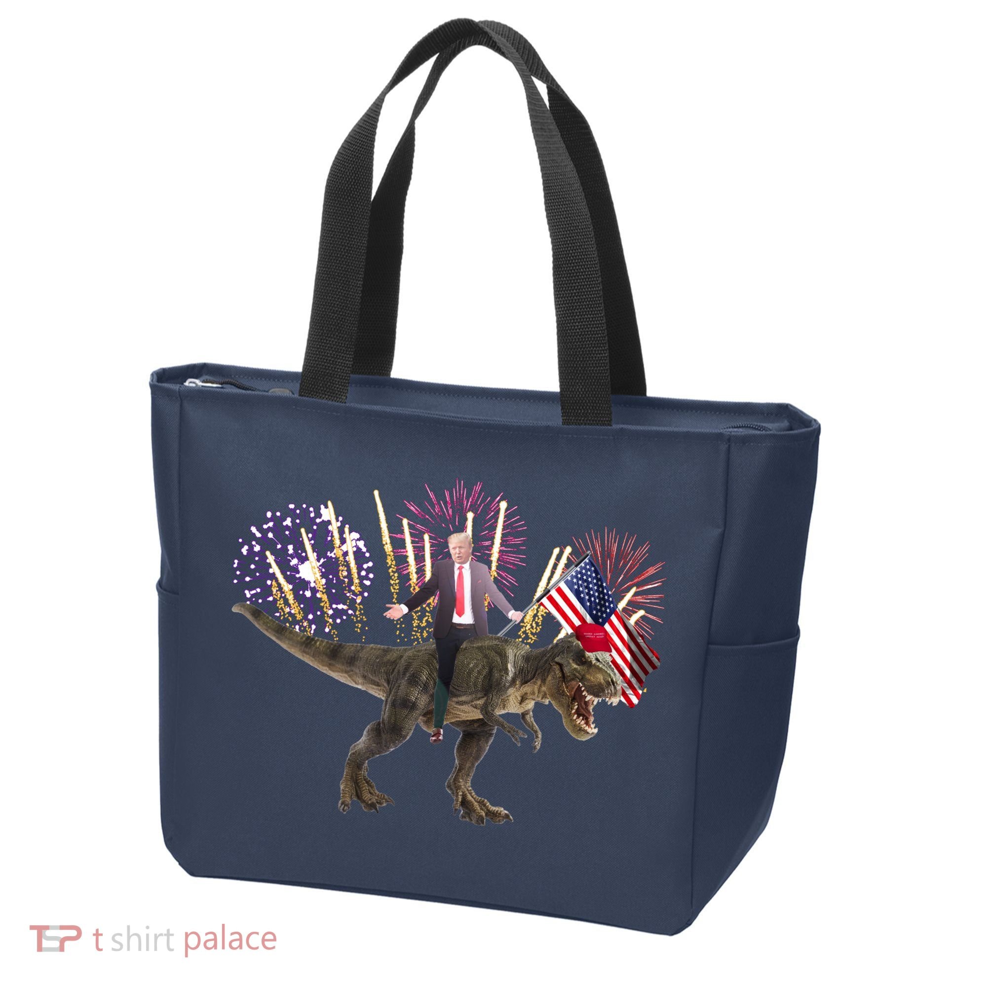 Patriotic Donald Trump On A Dinosaur Tote Bag