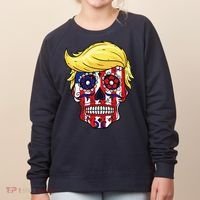 Patriotic Donald Trump Sugar Skull Women's Sweatshirt thumb 0