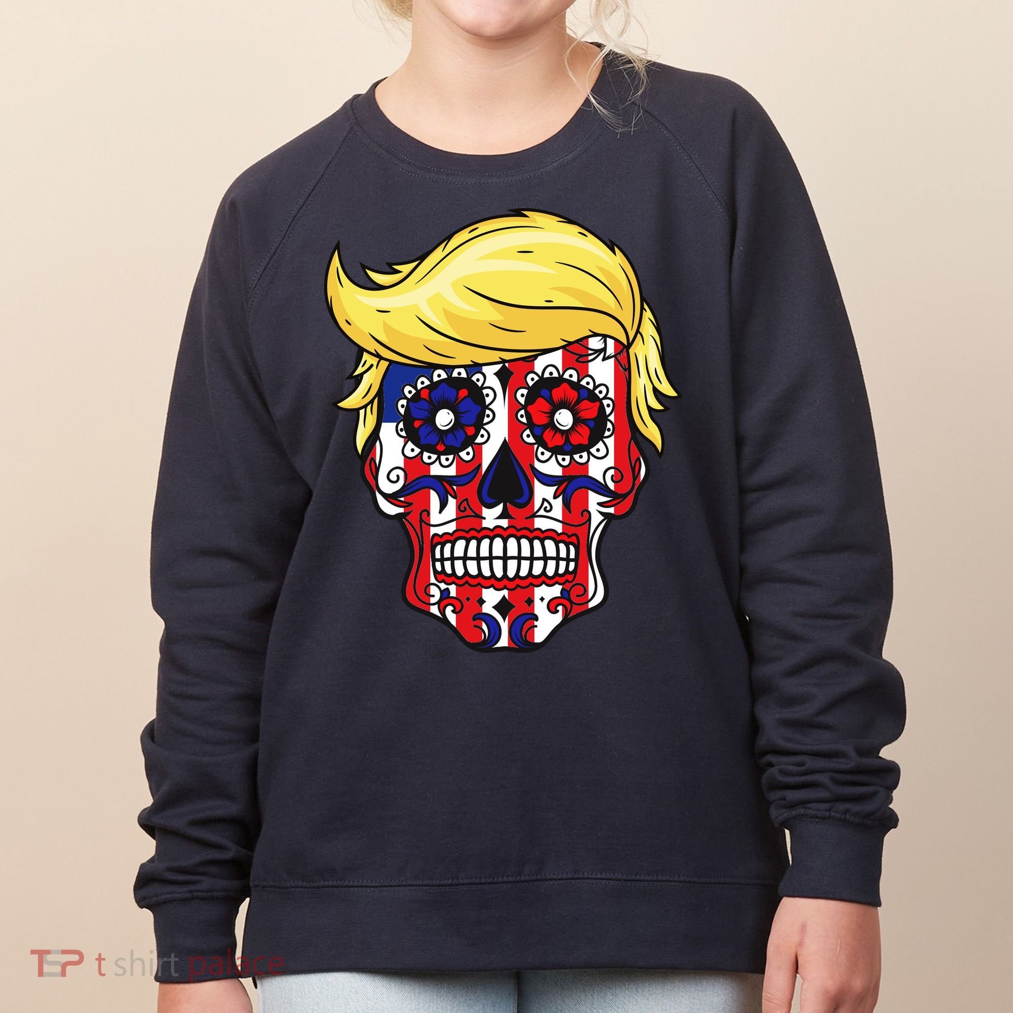 Patriotic Donald Trump Sugar Skull Women's Sweatshirt