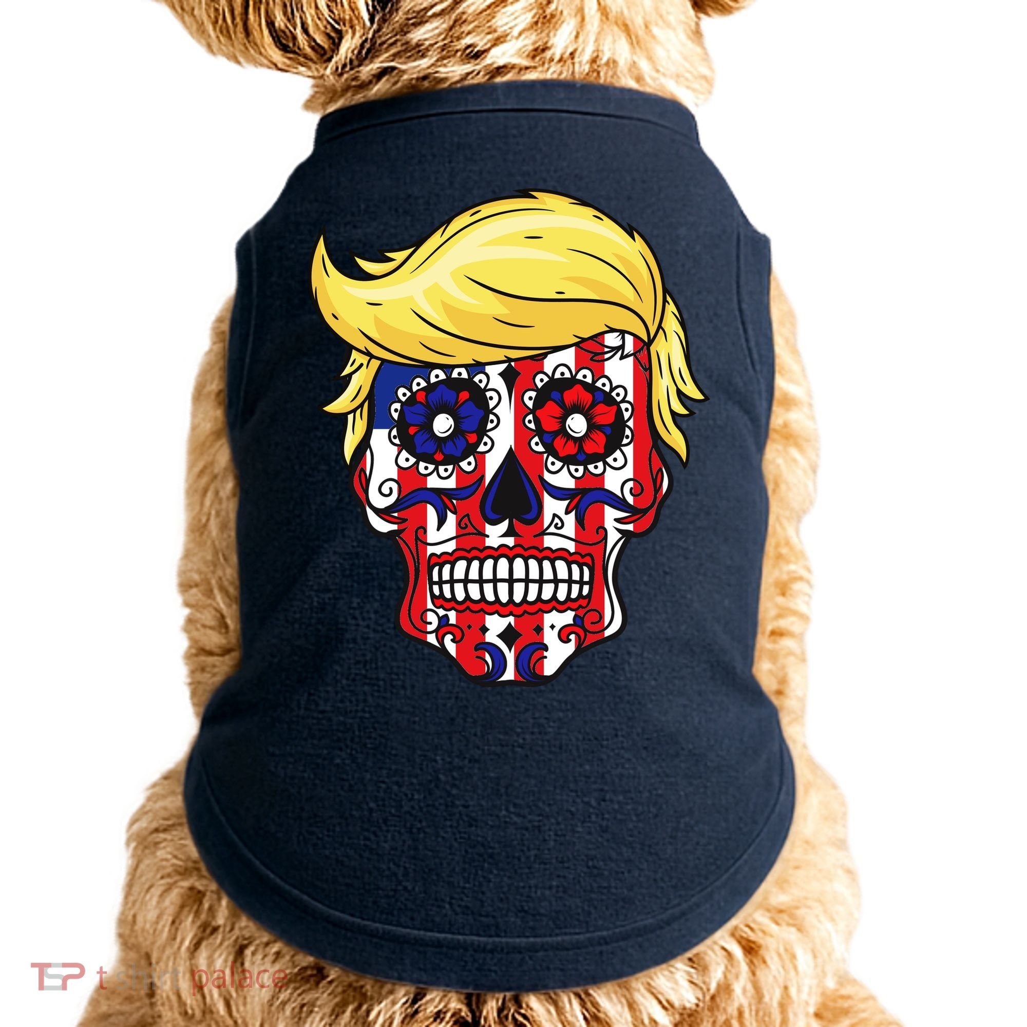 Patriotic Donald Trump Sugar Skull Doggie Tank