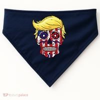 Patriotic Donald Trump Sugar Skull USA-Made Doggie Bandana thumb 0
