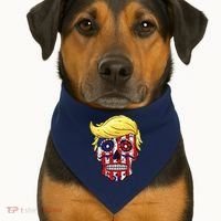 Patriotic Donald Trump Sugar Skull USA-Made Doggie Bandana thumb 1