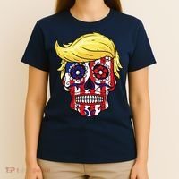 Patriotic Donald Trump Sugar Skull T-Shirt thumb 4