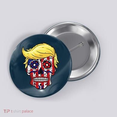 Patriotic Donald Trump Sugar Skull Button