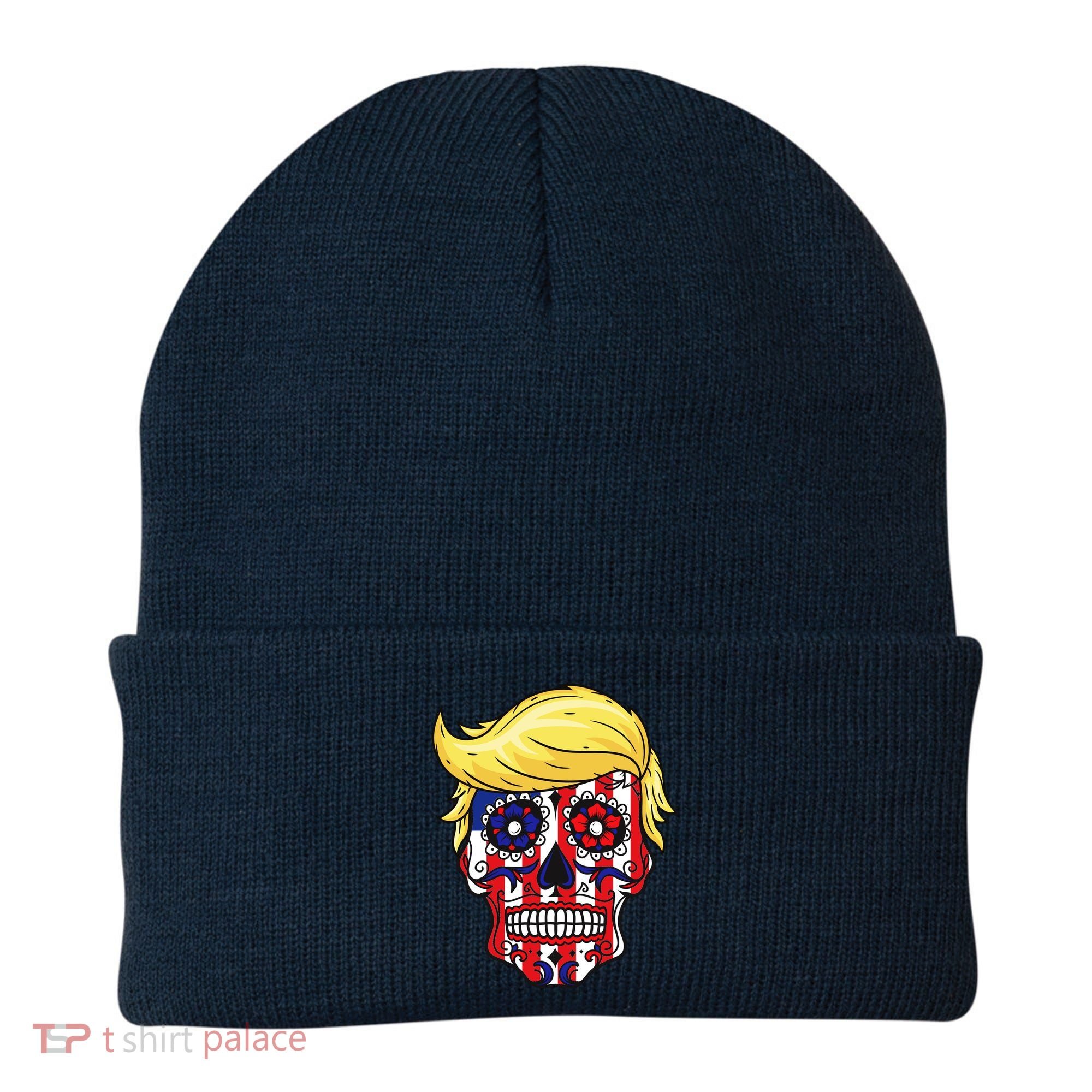 Patriotic Donald Trump Sugar Skull Beanie