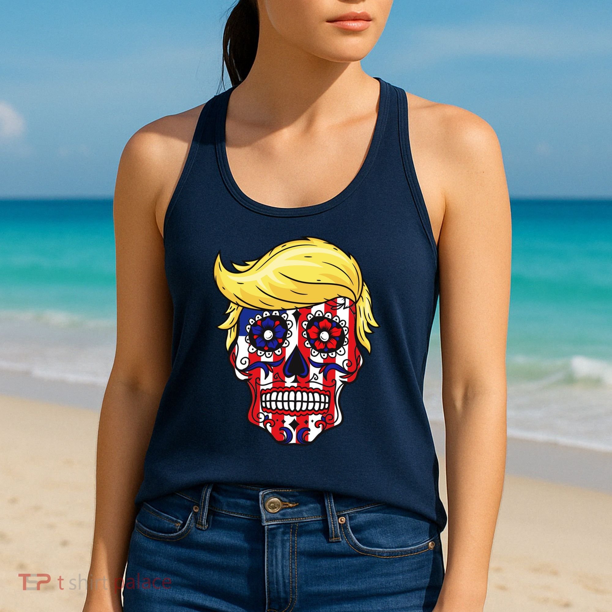 Patriotic Donald Trump Sugar Skull Women's Tank Top