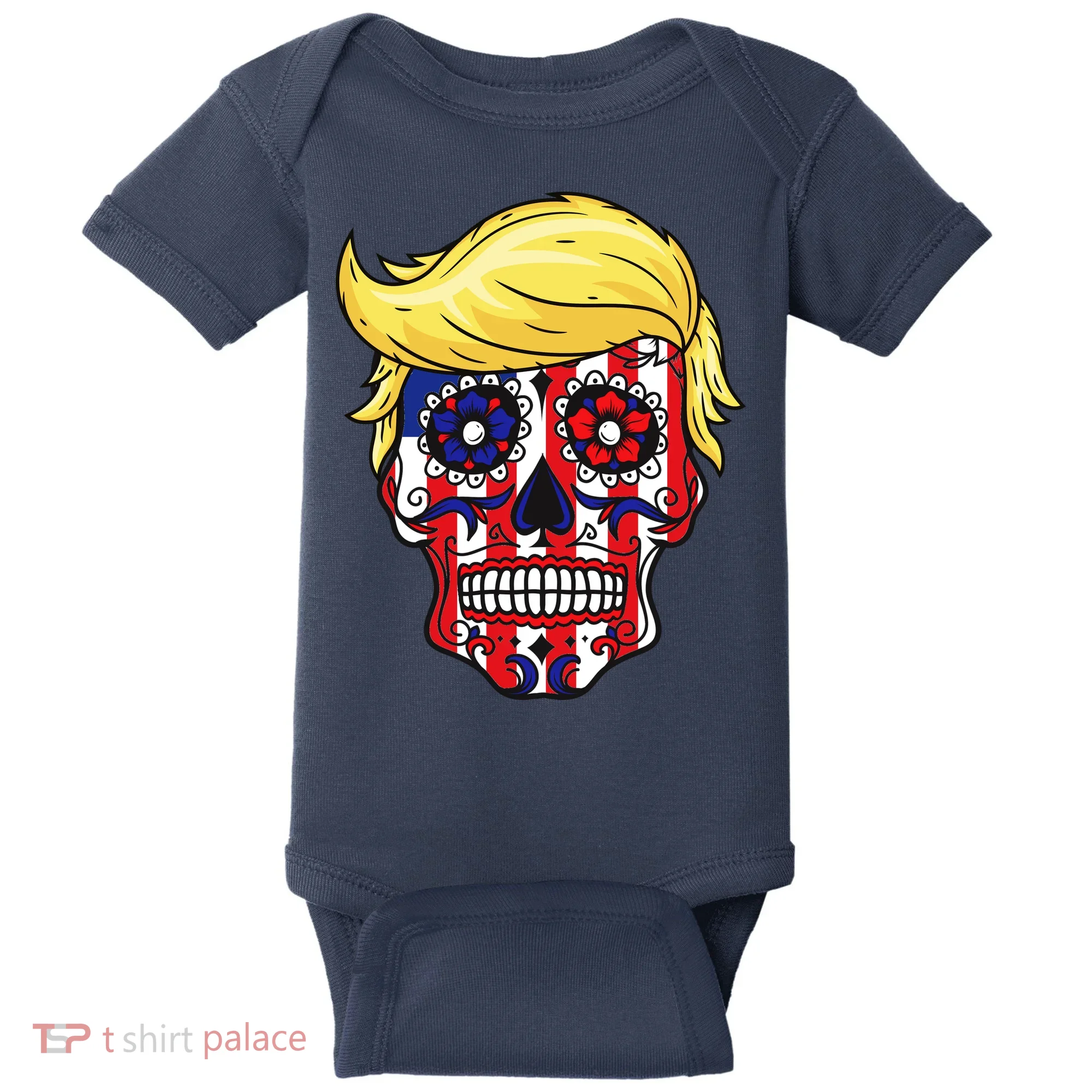 Patriotic Donald Trump Sugar Skull Baby Bodysuit